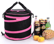 840D collapsible tube lunch bag, elastic strips around cooler bag for for the cooler bag