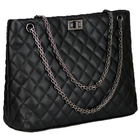 Ladies Shoulder Bags Chain Straps Handle Womens' Tote Handbag PU Leather Fashion Diamond Pattern Totes Bag